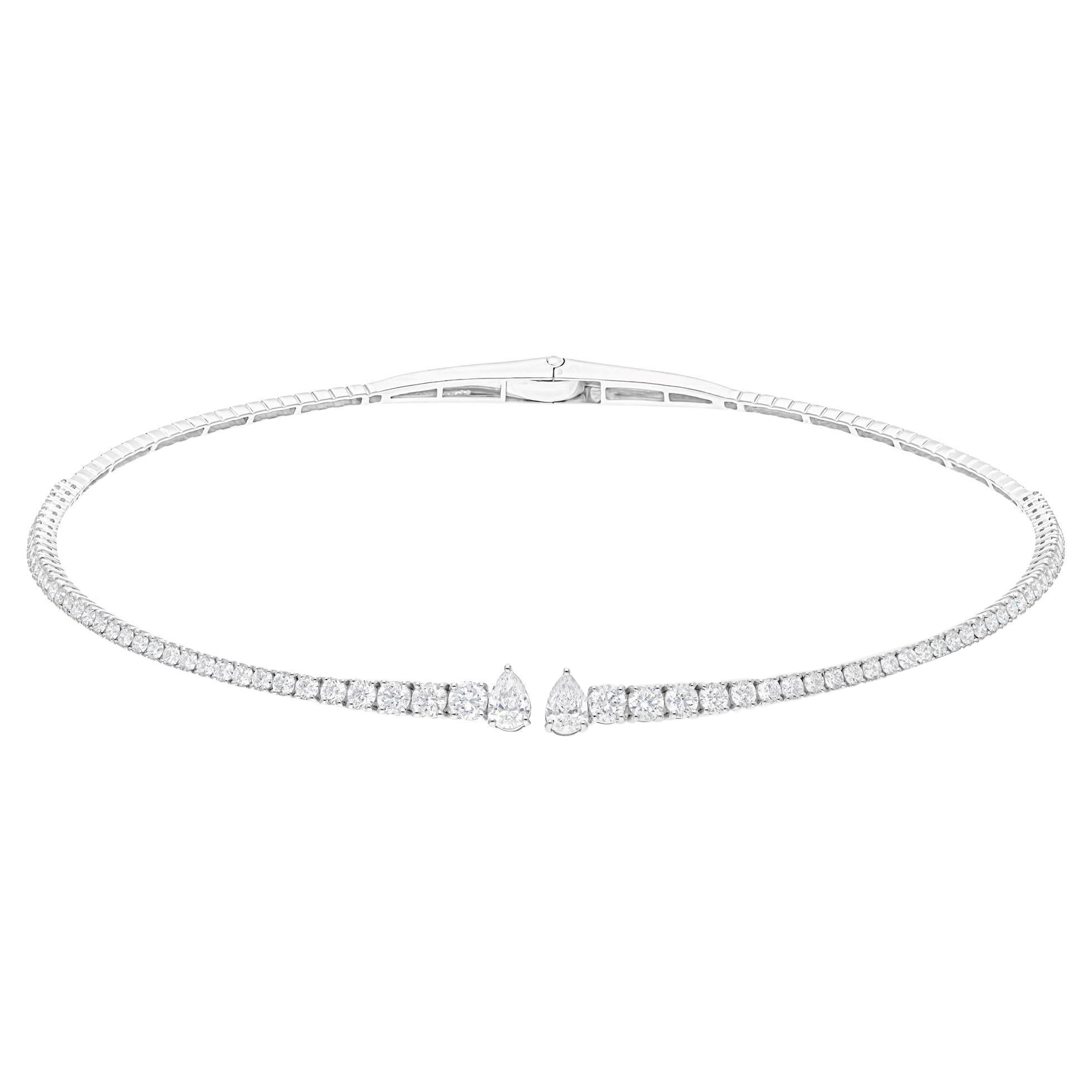 Zertifizierte 5Kt Diamant Braut Halskette 14k Weißgold Handmade Schmuck