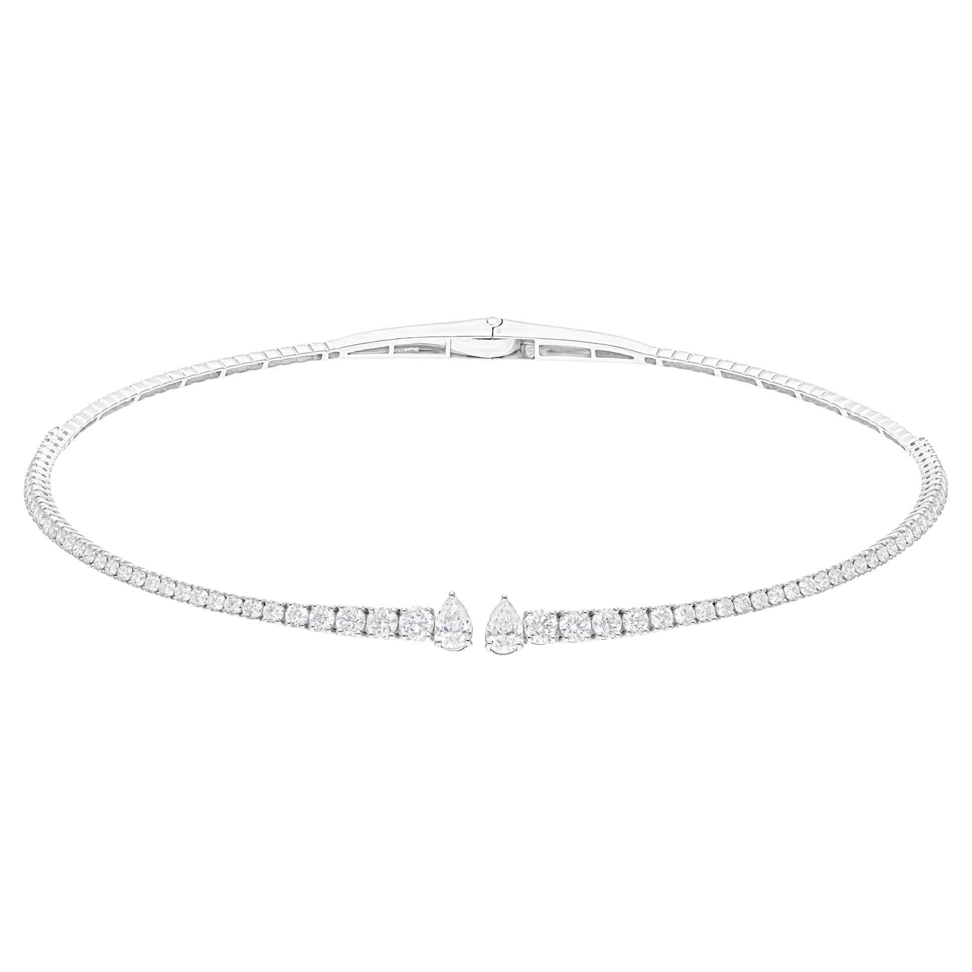 Zertifizierte 5Kt Diamant Braut Halskette 18k Weißgold Handmade Schmuck