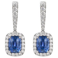 Certified 6 Carat Blue Sapphire Diamond Earring 'Natural & Untreated'