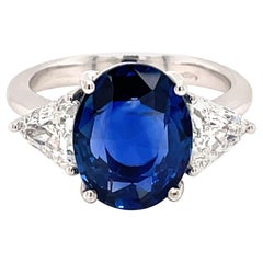 Certified 6 Carat Unheated Sapphire Diamond Engagement Ring