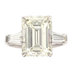 Certified 6.02 Carat Emerald Diamond Engagement Ring