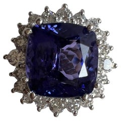 Certified 6.02 Carat Violetish Blue Tanzanite Ring
