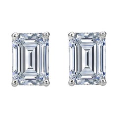 Certified 6.03 Carat J Color VVS1/IF Clarity Emerald Cut Diamond Studs