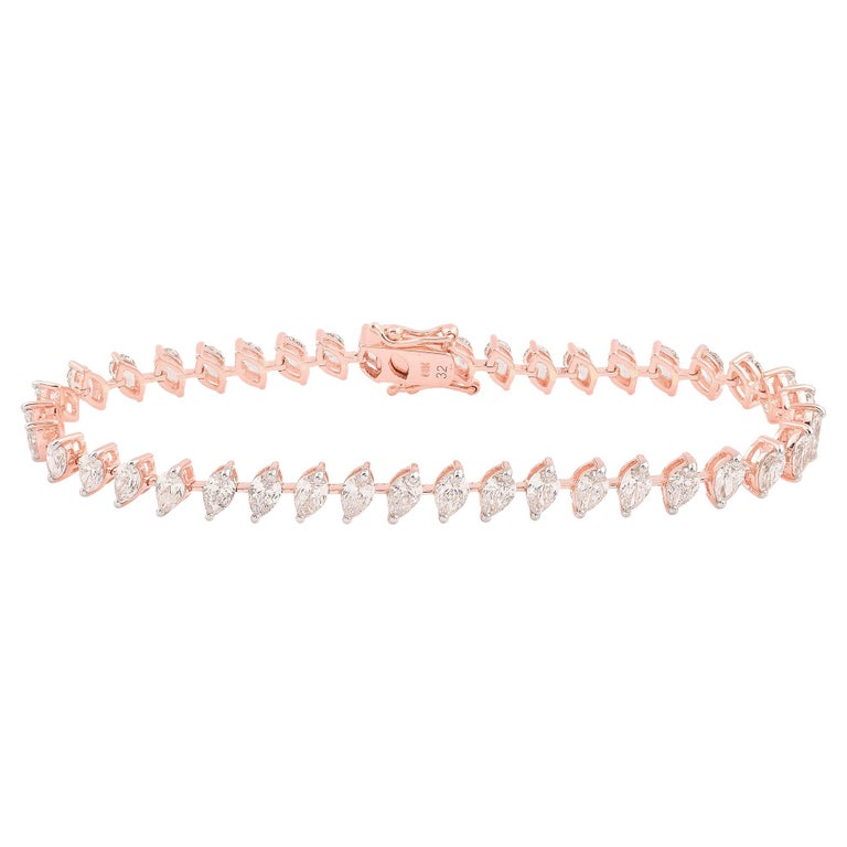 Certified 6.1 Carat Marquise Diamond Bracelet Solid 18k Rose Gold Fine