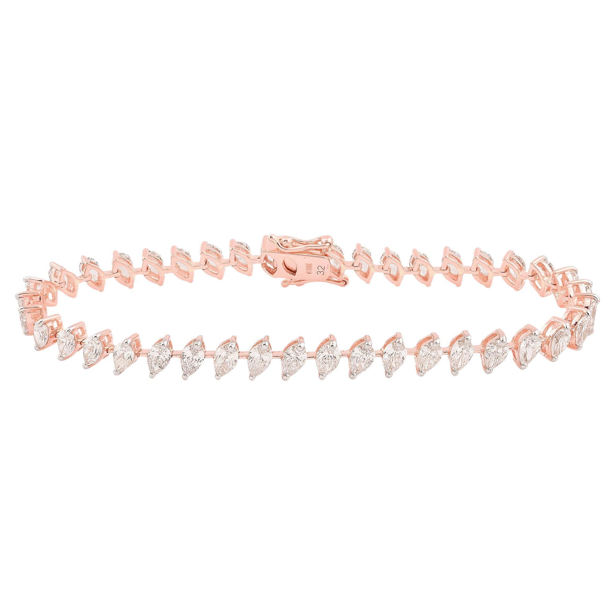 Bracciale con diamante marquise certificato da 6,1 carati in oro rosa massiccio 14k Gioielli di pregio