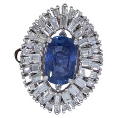 Certified 6.12 CTW unheated blue sapphire In 14k gold Diamonds Ballerina Ring Certified 6.12 CTW unheated blue sapphire In 14k gold Diamonds Ballerina Ring