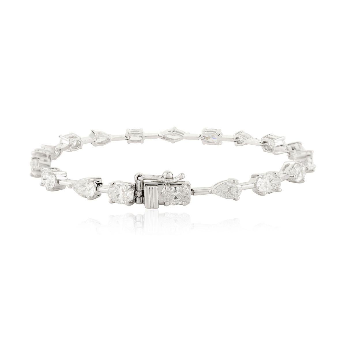 Pulsera de tenis con diamantes certificados de 6,13 quilates Regalo para mamá en oro blanco de 18 quilates Moderno en venta