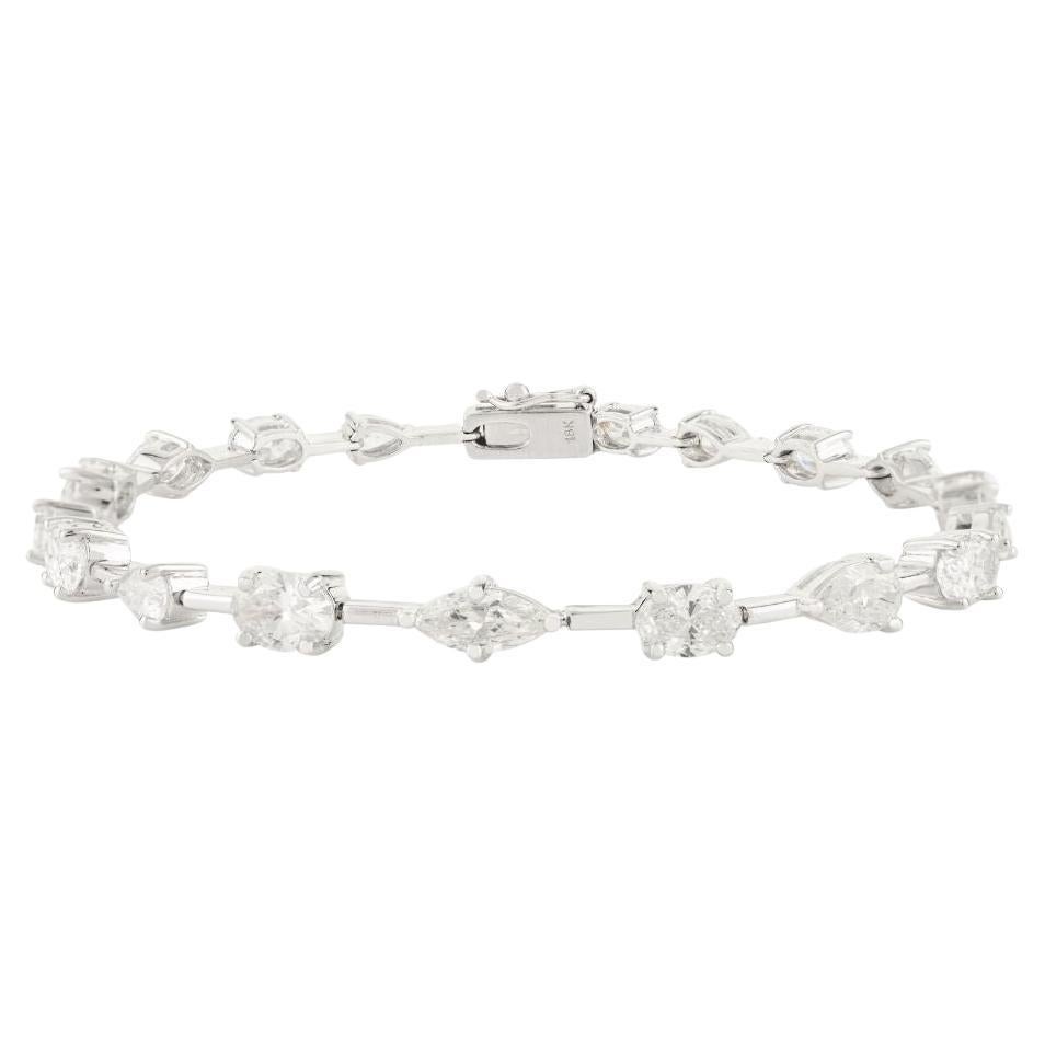 Bracciale tennis con diamanti certificati da 6,13 carati, regalo per la mamma in oro bianco 18 carati