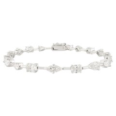 Pulsera de tenis con diamantes certificados de 6,13 quilates Regalo para mamá en oro blanco de 18 quilates
