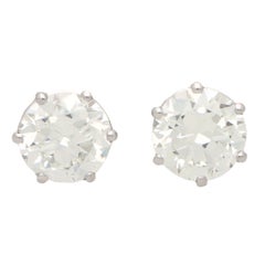 Certified 6.19ct Round Brilliant Cut Diamond Solitaire Stud Earrings in Platinum