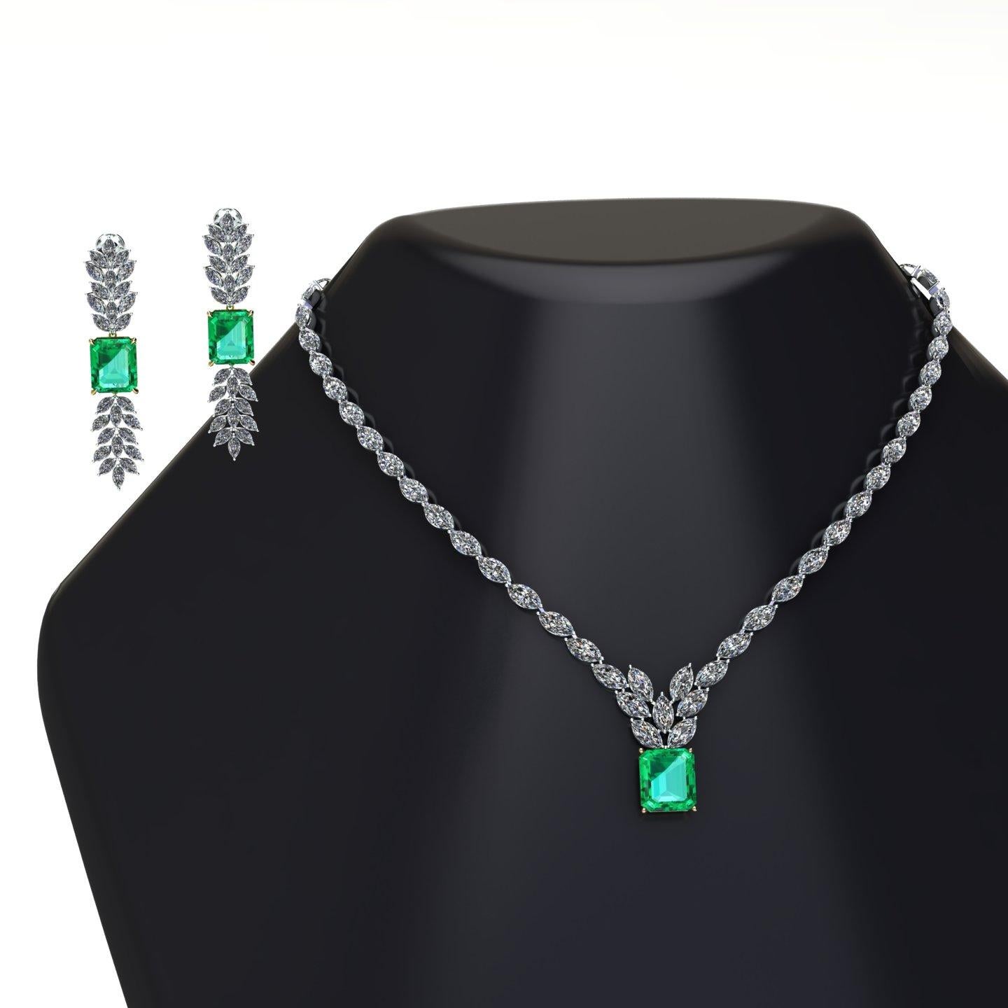 Certified 6.31 Carat Emerald 23 Carat Diamond 18k Gold and Platinum 950 Necklace 2