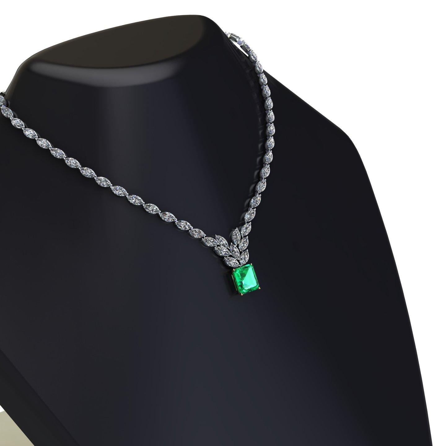 Certified 6.31 Carat Emerald 23 Carat Diamond 18k Gold and Platinum 950 Necklace In New Condition In New York, NY