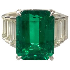 Certified 6.31 Carat Emerald Diamond and Platinum Ring