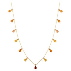 Certified 6.39Ct Multi Sapphire & Diamond Charm Necklace in 14K Yellow Gold