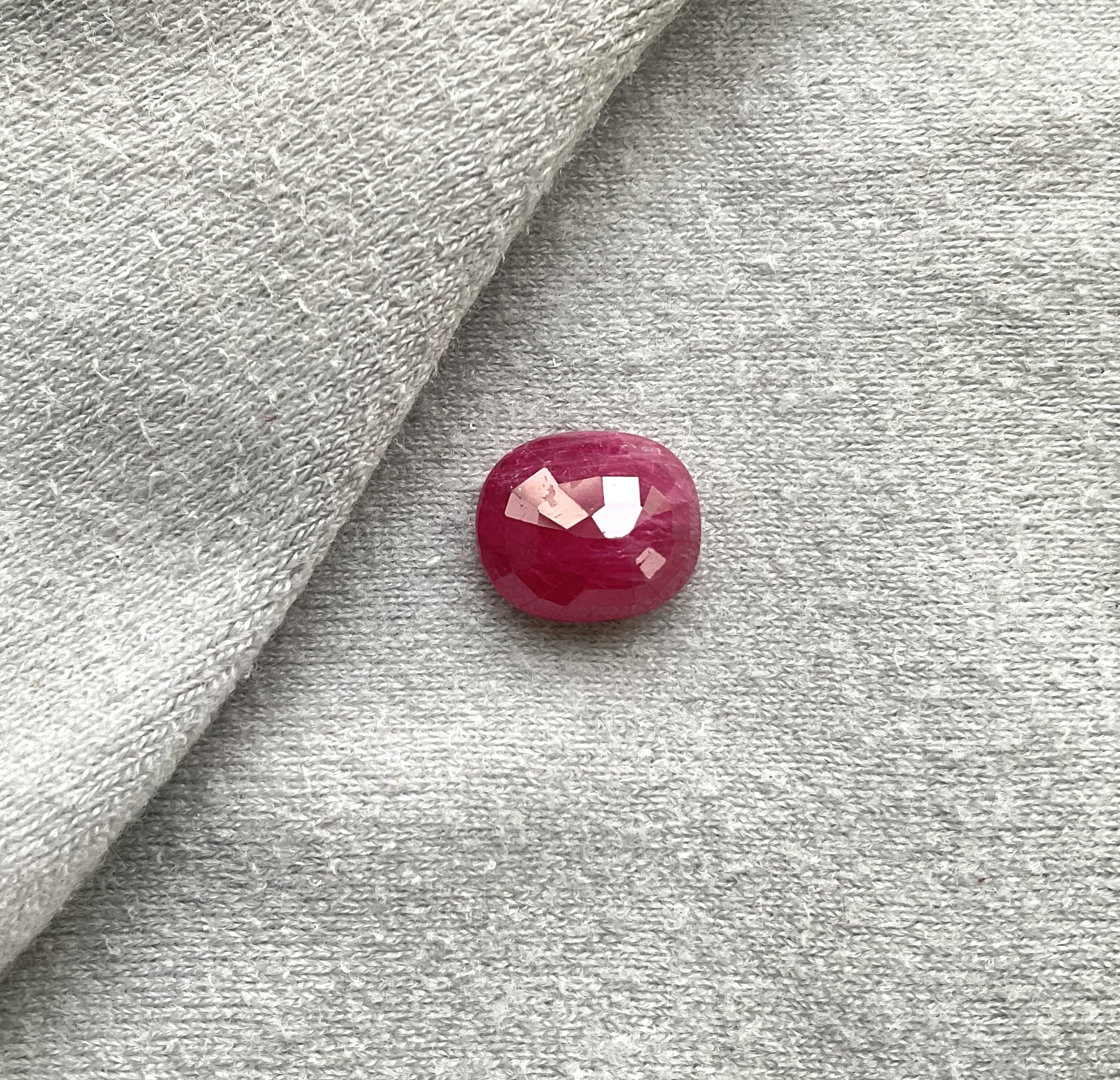 Art Deco Certified 6.51 Carats Mozambique Ruby Oval Faceted Cutstone No Heat Natural Gem For Sale