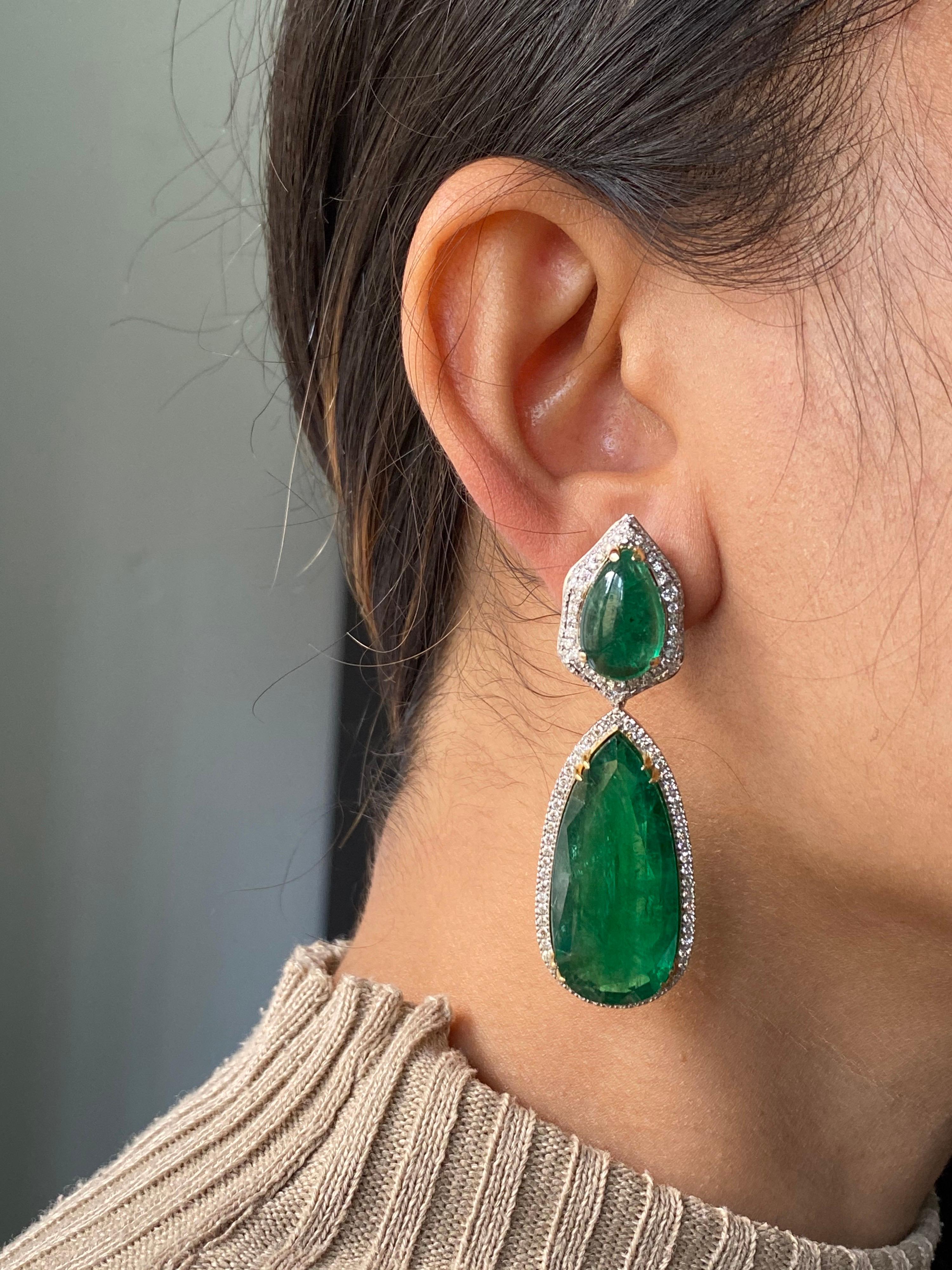 emerald drop earrings white gold