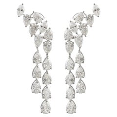 Certified 6.55 Carat Pear Diamond Drop Earrings 14 Karat White Gold