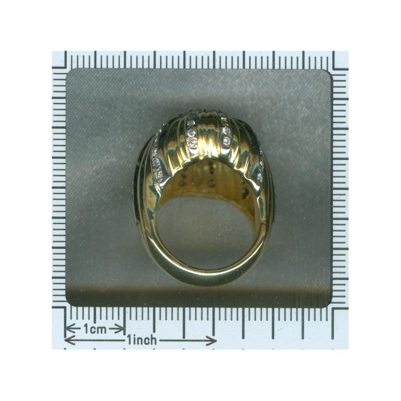 Certified 6.56 carat Yellow Sapphire and Diamond Gold French Cocktail Ring, 1960 For Sale 4