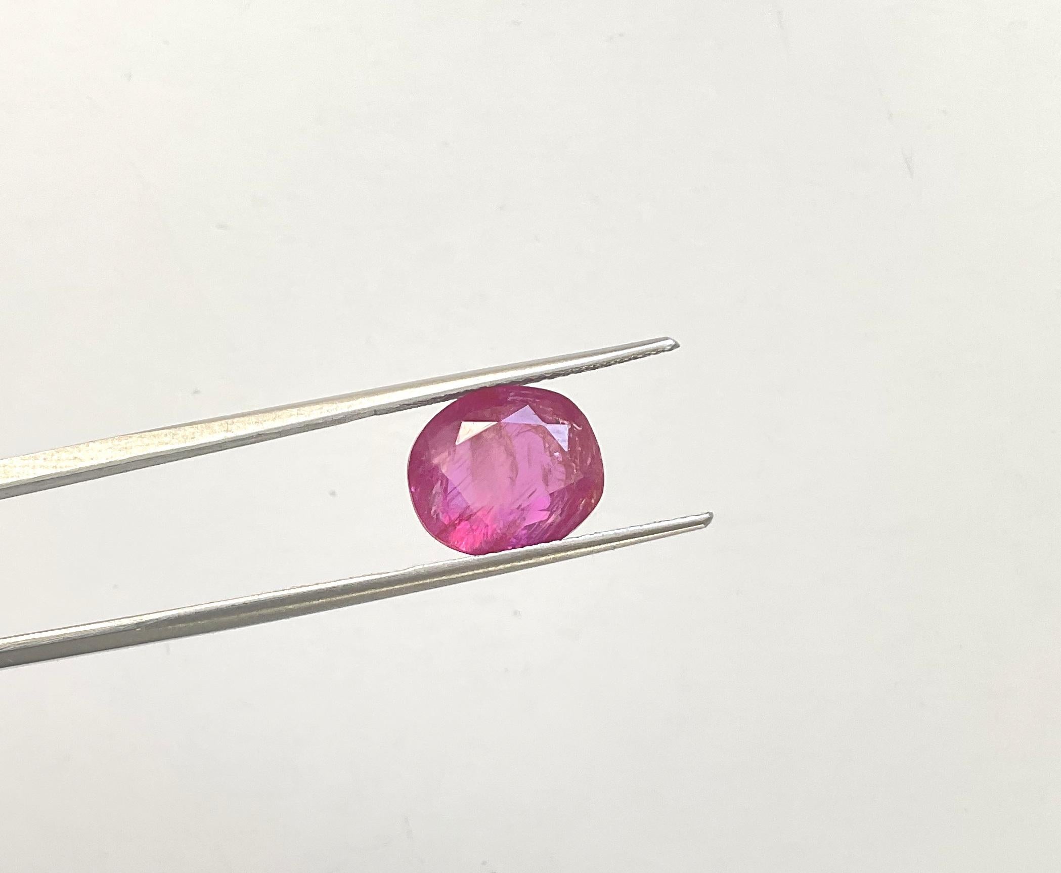 Zertifizierte 6,56 Karat Burma Rubin Kissen Facettenschliff Stein keine Hitze natürlichen Edelstein im Angebot 2