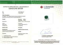Certified 6.58 Carat Cushion Cut Emerald Diamond Ring in Platinum