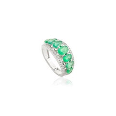 Certified 6.73 CTW Emerald & Diamond Wedding Ring in 18 Karat Solid White Gold