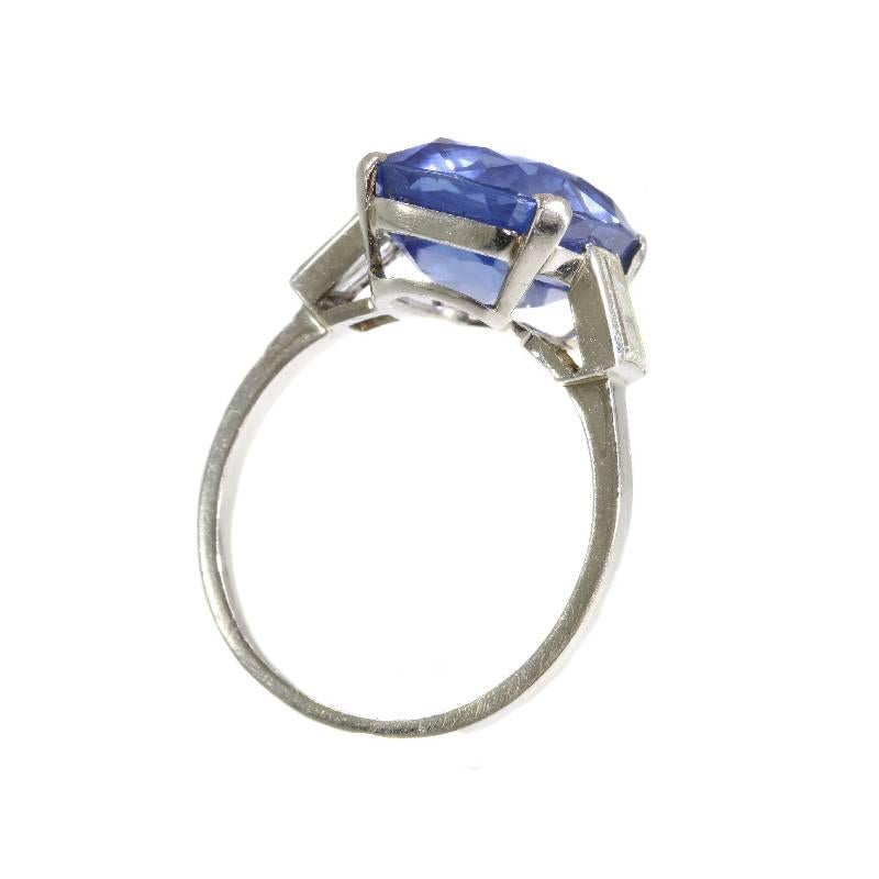 Certified 6.8 Carat Untreated Sapphire Platinum Engagement Ring 1