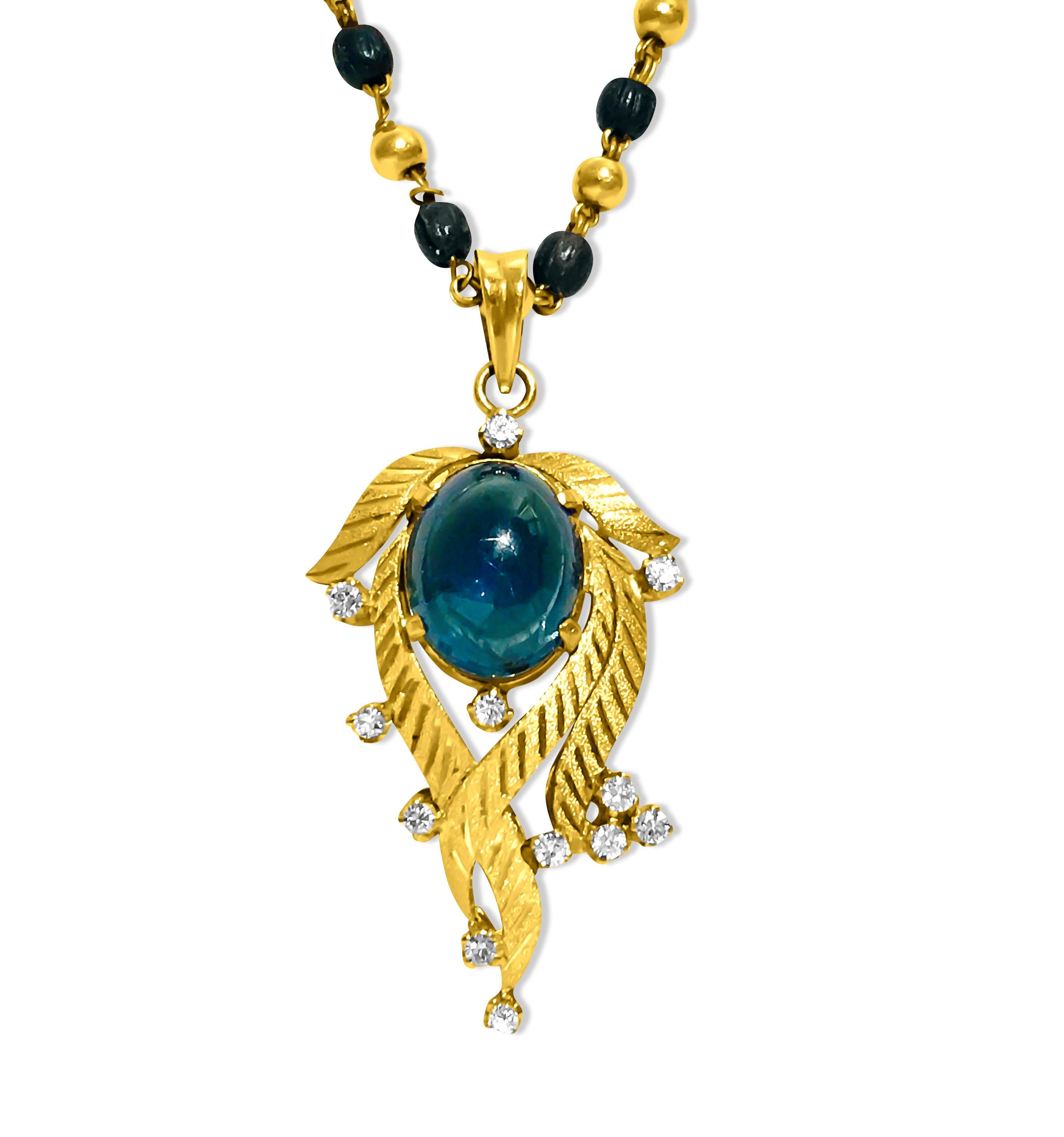 Victorian Certified 6.80 Ct Blue Sapphire Diamond Indian Necklace For Sale