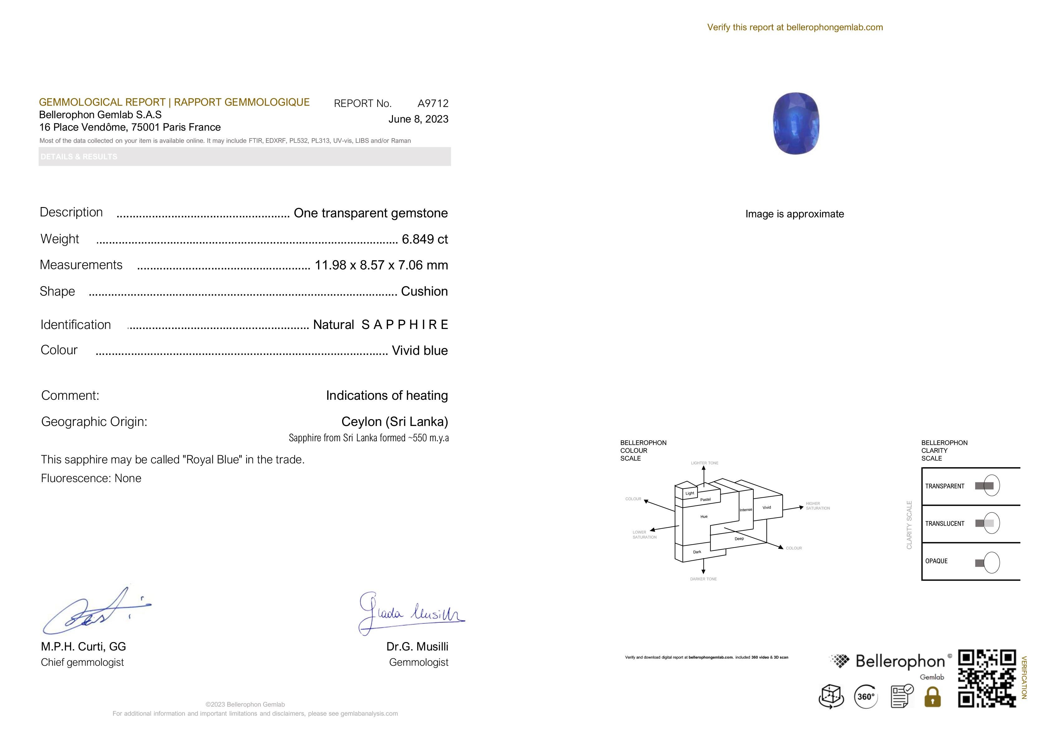 Zertifizierter 6,85 Karat Royal-Blue Sapphire and Diamond Dome Ring im Zustand „Neu“ im Angebot in Monte Carlo, MC