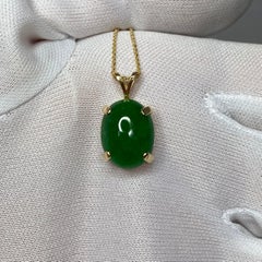 Certified 6.90 Carat Jadeite A-Grade Jade Fine Green Untreated Cabochon Pendant