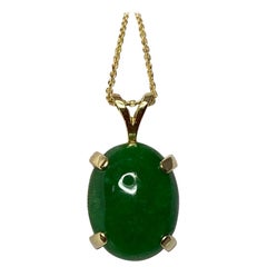 Certified 6.90 Carat Jadeite A-Grade Jade Fine Green Untreated Cabochon Pendant