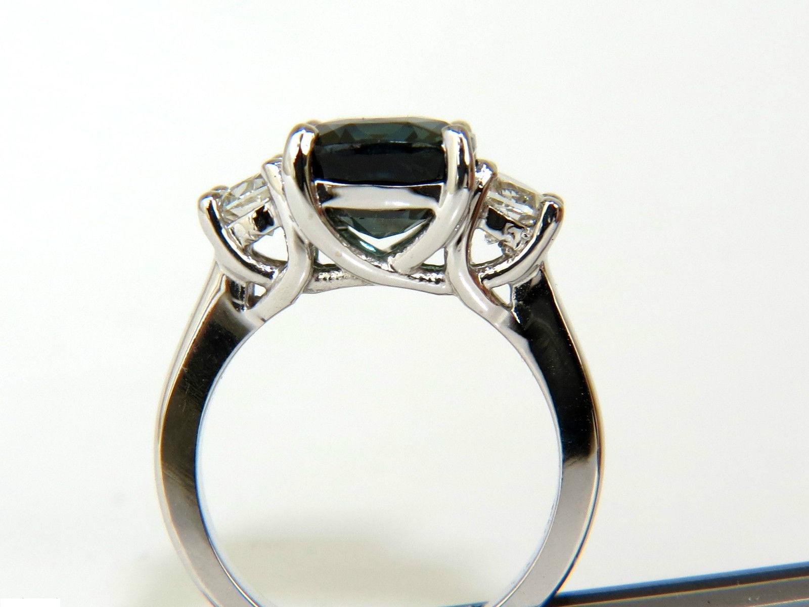 Certified 6.96 Carat No Heat Natural Green Sapphire Diamond Ring Unheated 2