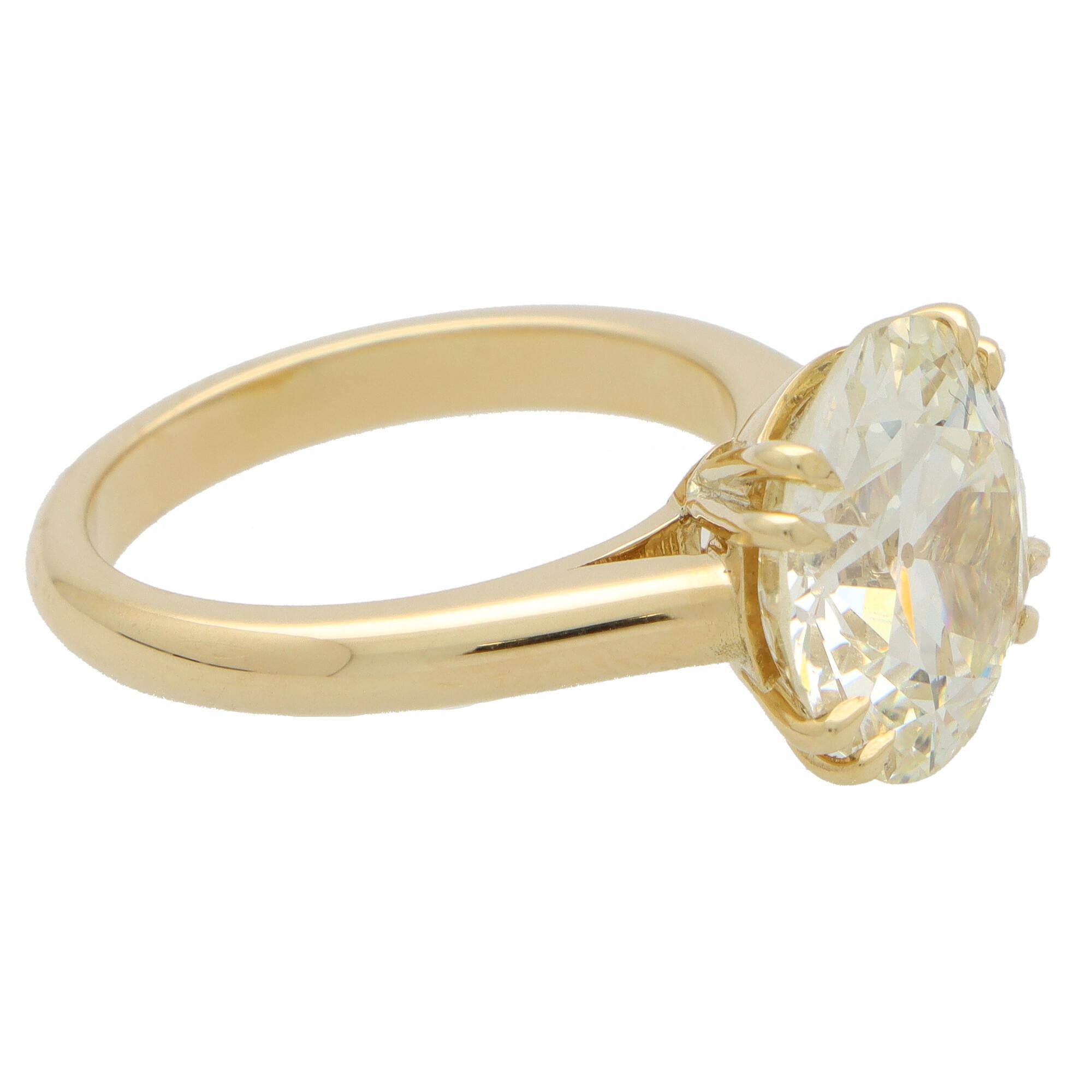 Old Mine Cut Certified 7.01 Carat Old Cut Diamond Solitaire Ring in Yellow Gold For Sale