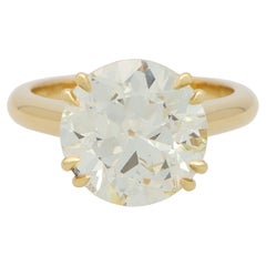 Certified 7.01 Carat Old Cut Diamond Solitaire Ring in Yellow Gold