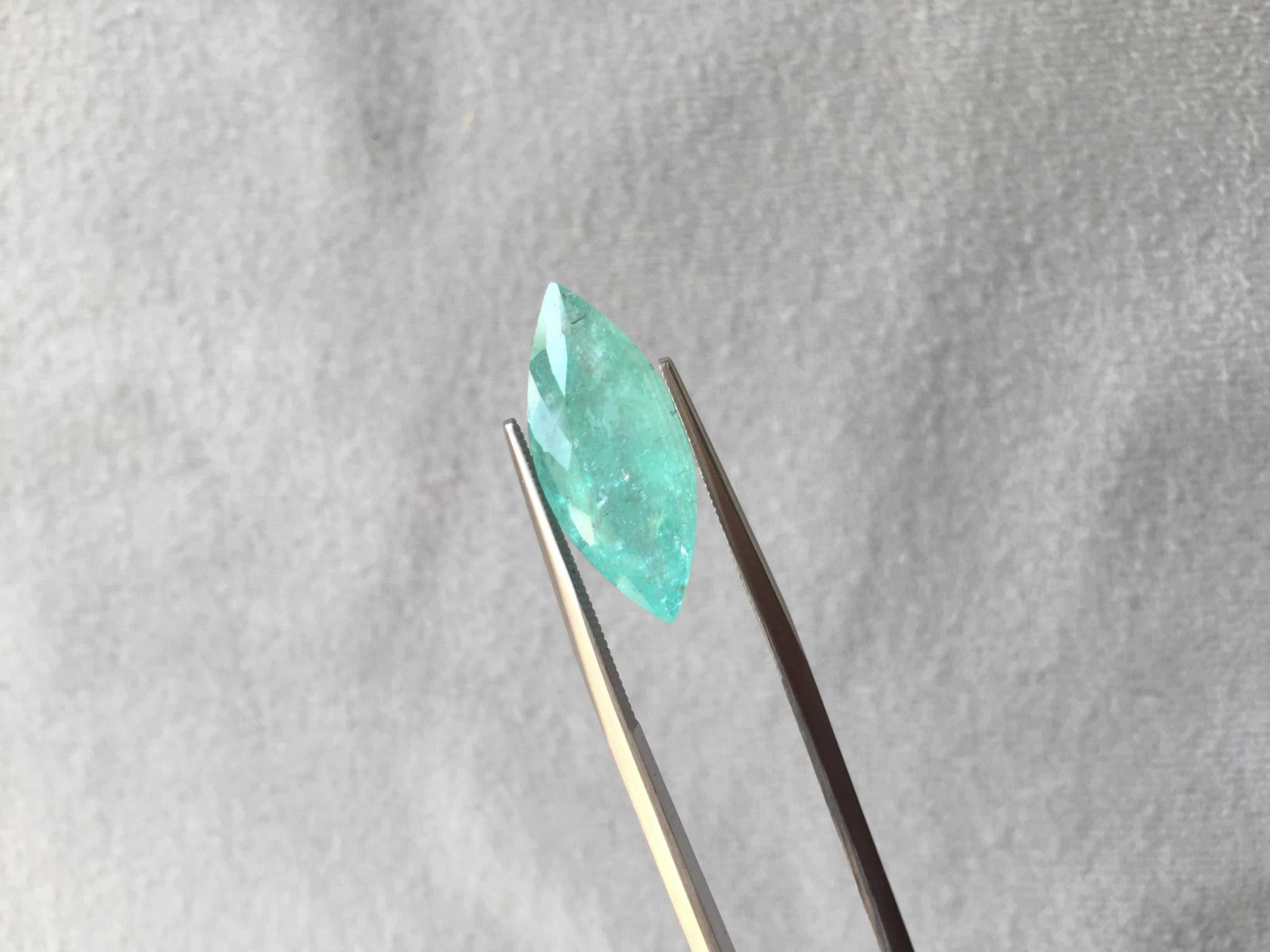 Exceptionnelle Tourmaline Paraiba de 7.04 Carats, pierre taillée en Marquise pour la haute joaillerie  