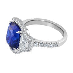 Certified 7.05 Carat Sapphire White Gold Engagement Ring