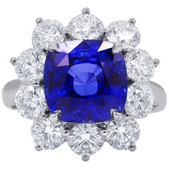 Certified 7.10 Carat Ceylon Sapphire Diamond Ring