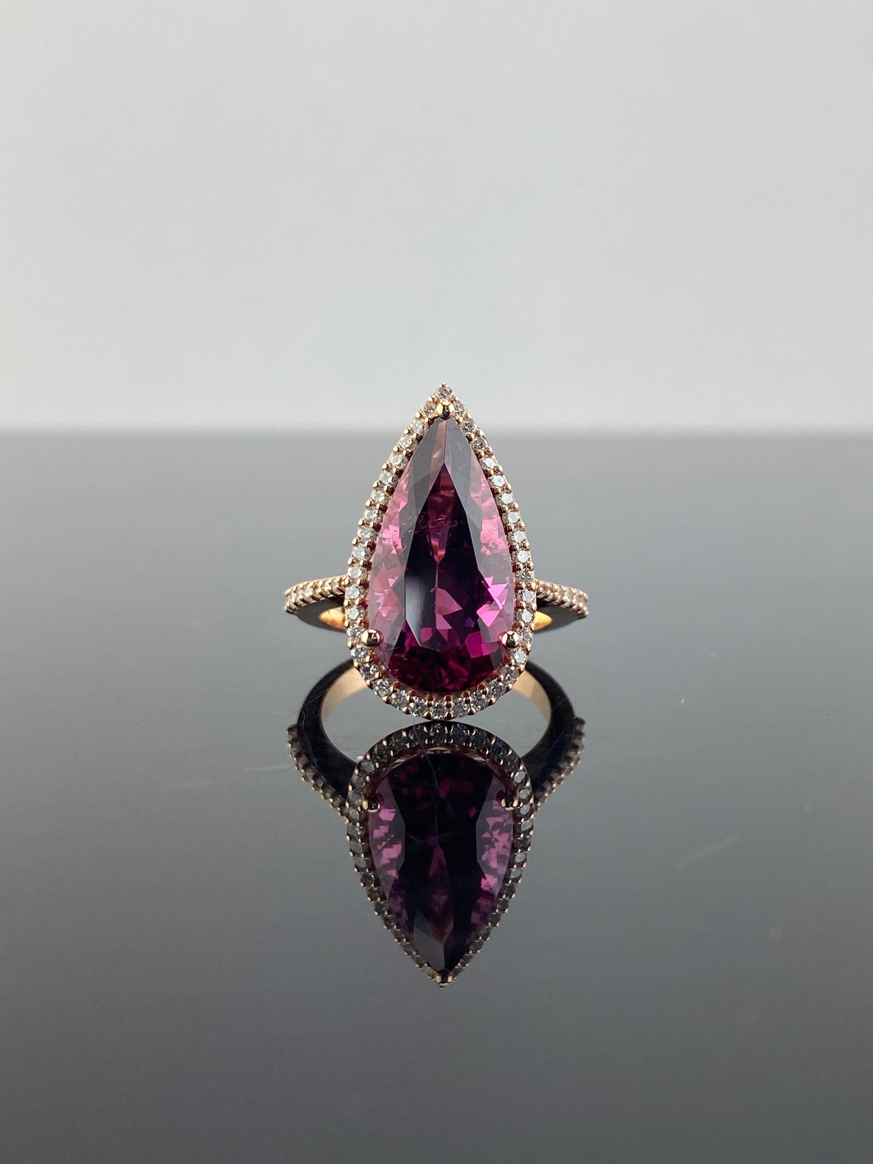 Verlobungsring mit zertifiziertem 7,15 Karat rosa Turmalin und Rubellit (Moderne) im Angebot