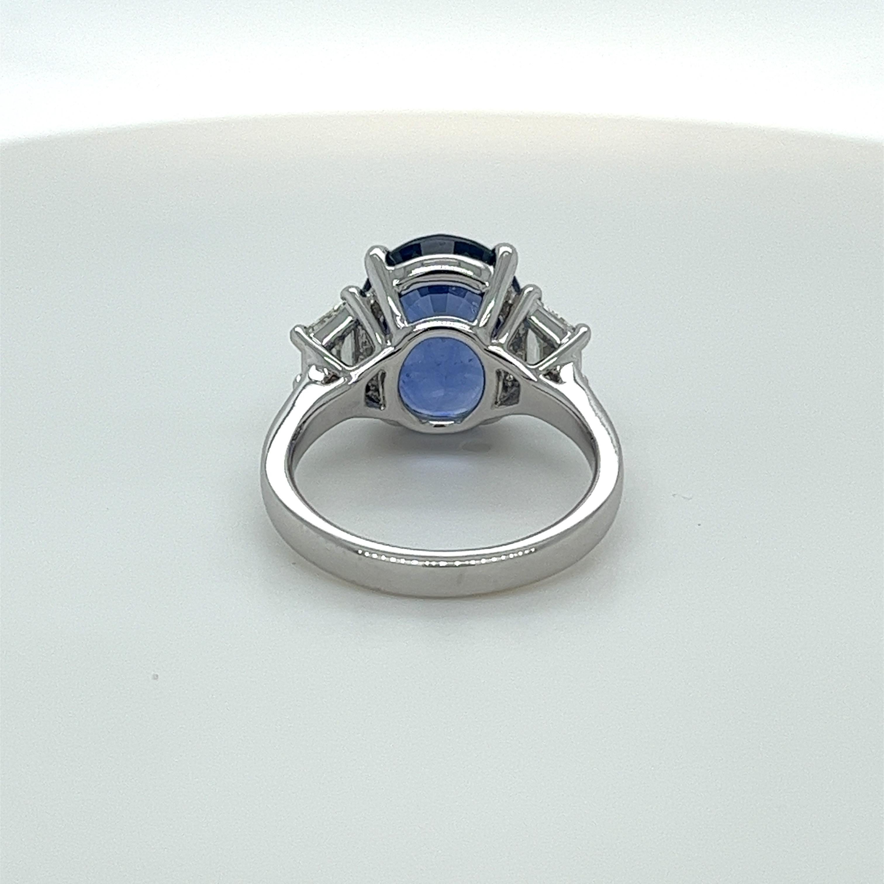 Oval Cut Certified 7.26 Carat Ceylon Sapphire & Diamond Ring in Platinum For Sale