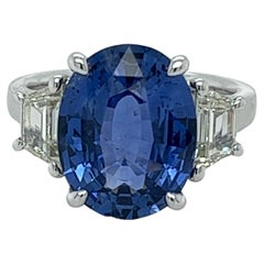 Certified 7.26 Carat Ceylon Sapphire & Diamond Ring in Platinum