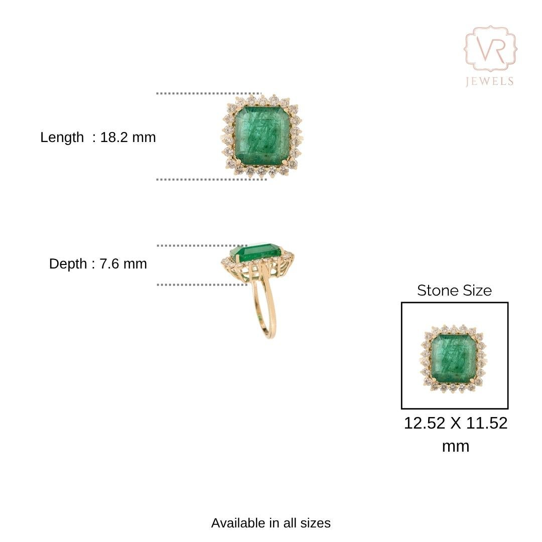 En venta: Esmeralda zambiana certificada de 7,45 quilates y halo de diamantes de 1,01 quilates en oro amarillo de 14 quilates  12