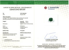 Certified 7.47 Carat Emerald Cut Emerald & Diamond Engagement Ring in Platinum