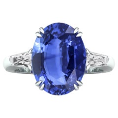 Certified 7.5 Carat Ceylon Sapphire Ring 'Natural & Untreated' Cornflower Blue