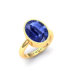 Certified 7.5 Carat Cornflower Blue Sapphire Bezel Ring 'Natural & Untreated'