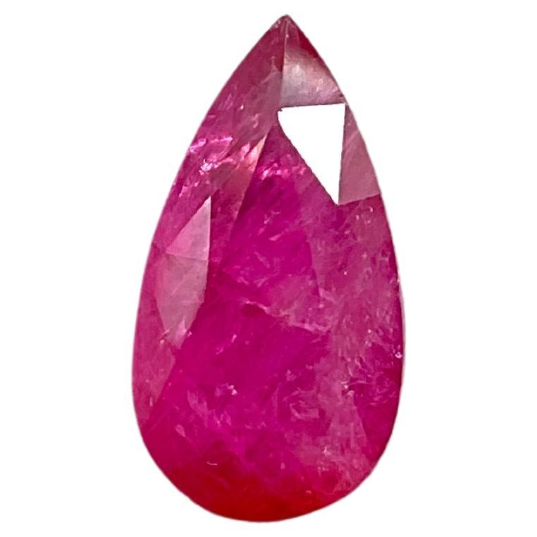 Certified 7.50 Carats Mozambique Ruby Pear Faceted Cutstone No Heat Natural Gem For Sale