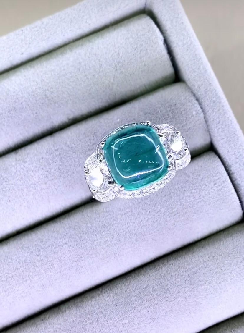 18 Karat Goldring, zertifizierter 7,70 Karat sambischer Smaragd GIA zertifiziert 1,20 Karat Diamanten im Angebot 3