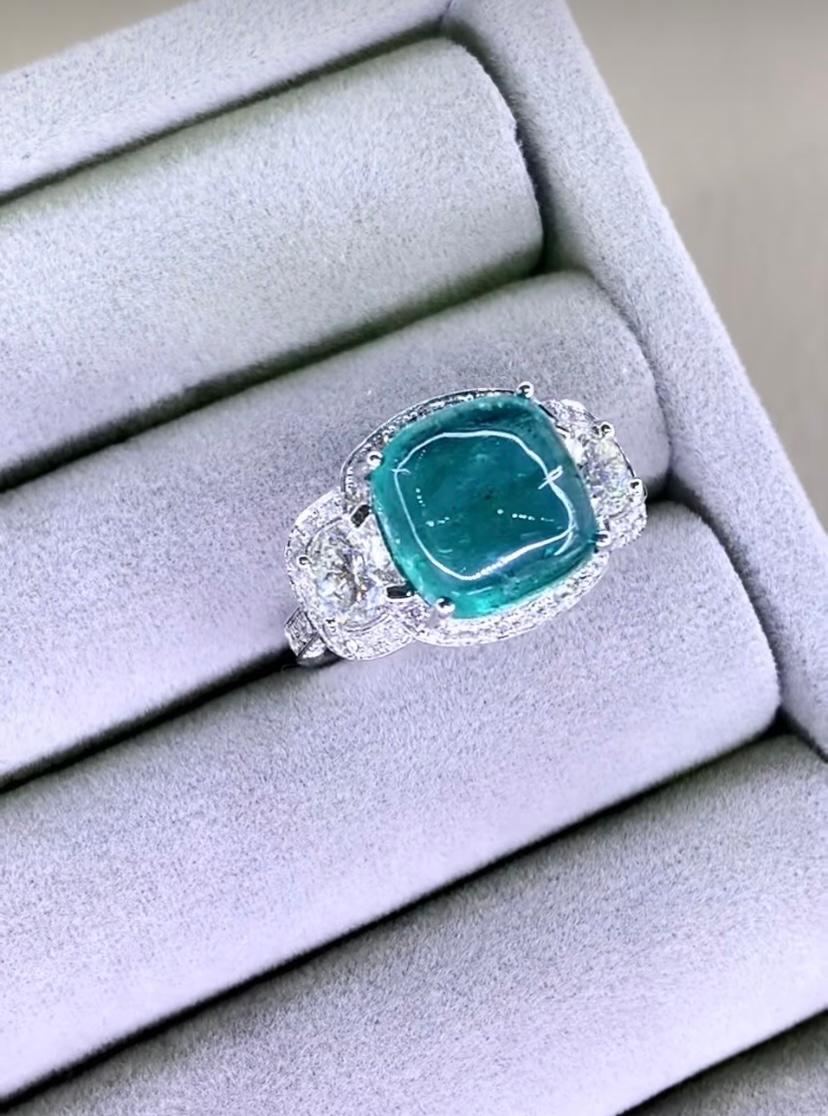 18 Karat Goldring, zertifizierter 7,70 Karat sambischer Smaragd GIA zertifiziert 1,20 Karat Diamanten im Angebot 4