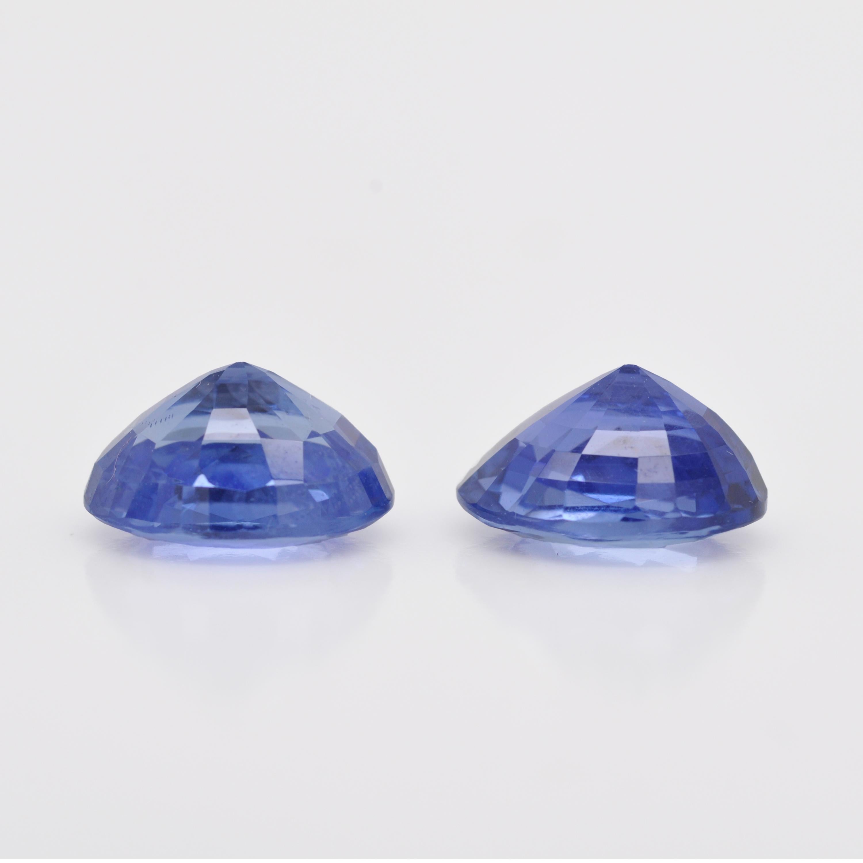 Women's or Men's Certified 7.76 Carat Natural Ceylon Blue Sapphire Gemstone Oval Cut Pair For Sale