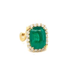 Certified 7.86 carat Emerald and 1 Carat Diamonds Snake ring , Minor.