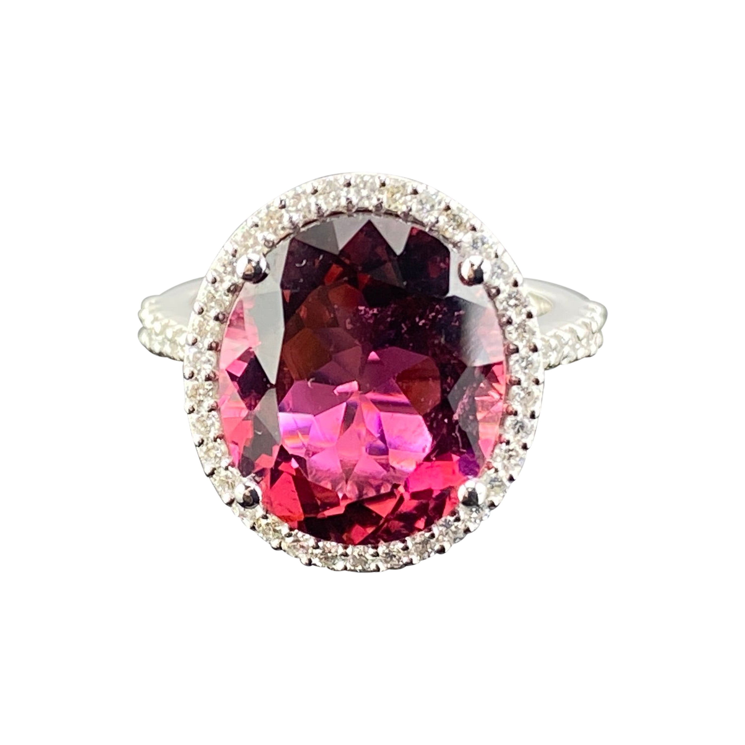 Anillo de compromiso de rubelita con turmalina rosa certificada de 7,87 quilates en venta