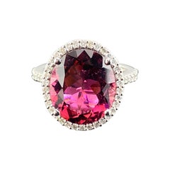 Verlobungsring, zertifiziert 7,87 Karat rosa Turmalin Rubellit